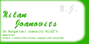 milan joanovits business card